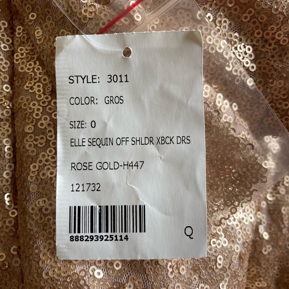 Dessy Collection NWT Bridesmaid Elle Sequin Trumpet Rose Gold Dress Size 0 - Picture 7 of 8
